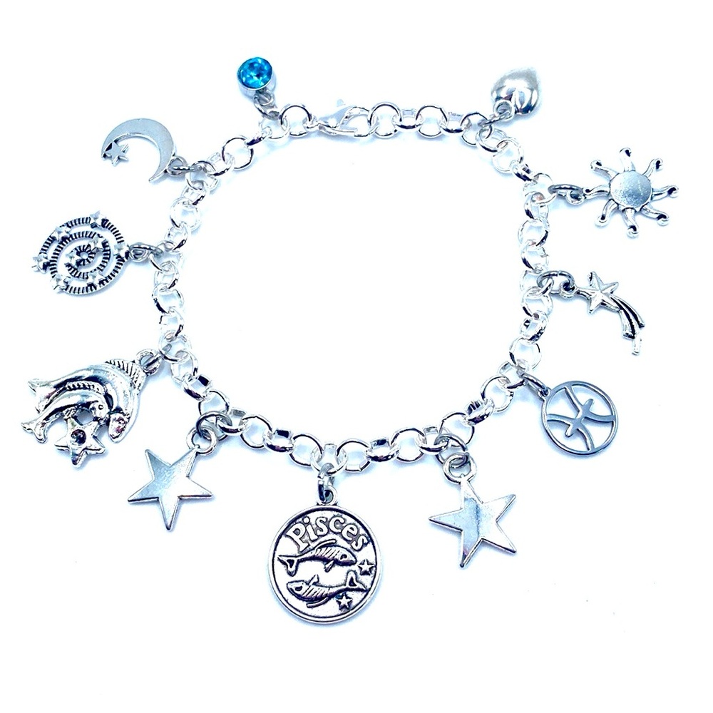 Pisces Charm Bracelet Zodiac Birthstone Horoscope Birthday